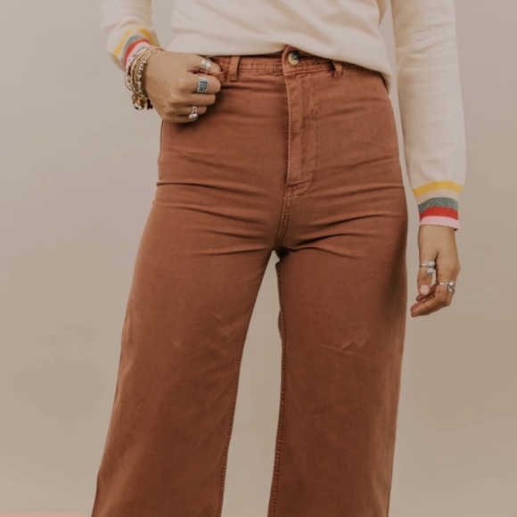 Free People Patti Pant Hi Rise Crop Rose Color NWT - Picture 2 of 6